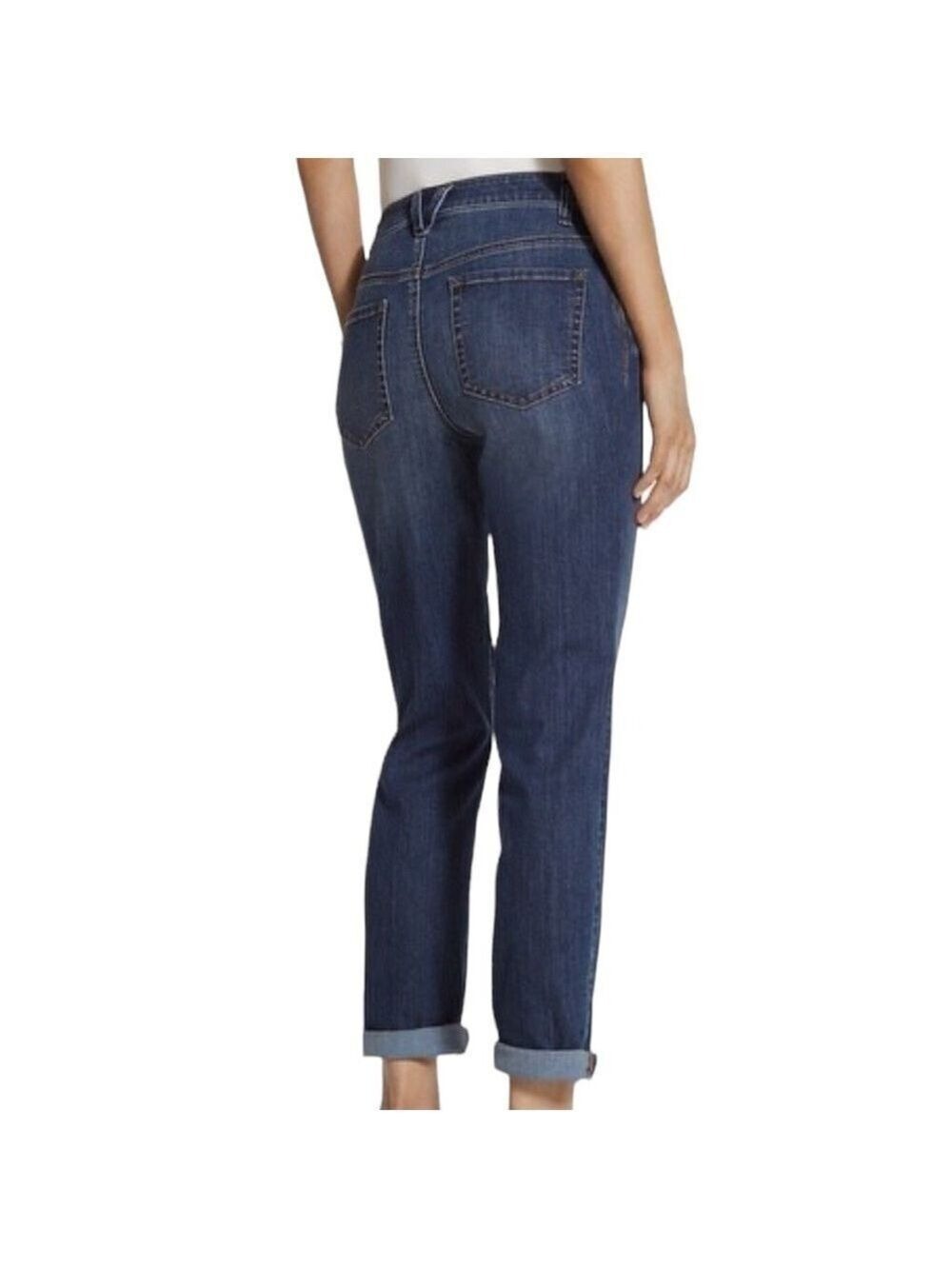 Chico’s Platinum Distressed Skimmer Jeans Size 8